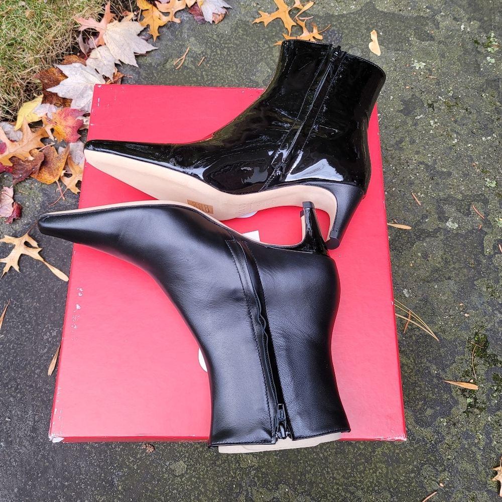 Staud Wally Ankle Boots Patent Black Leather Size 37 NWB - Picture 5 of 12